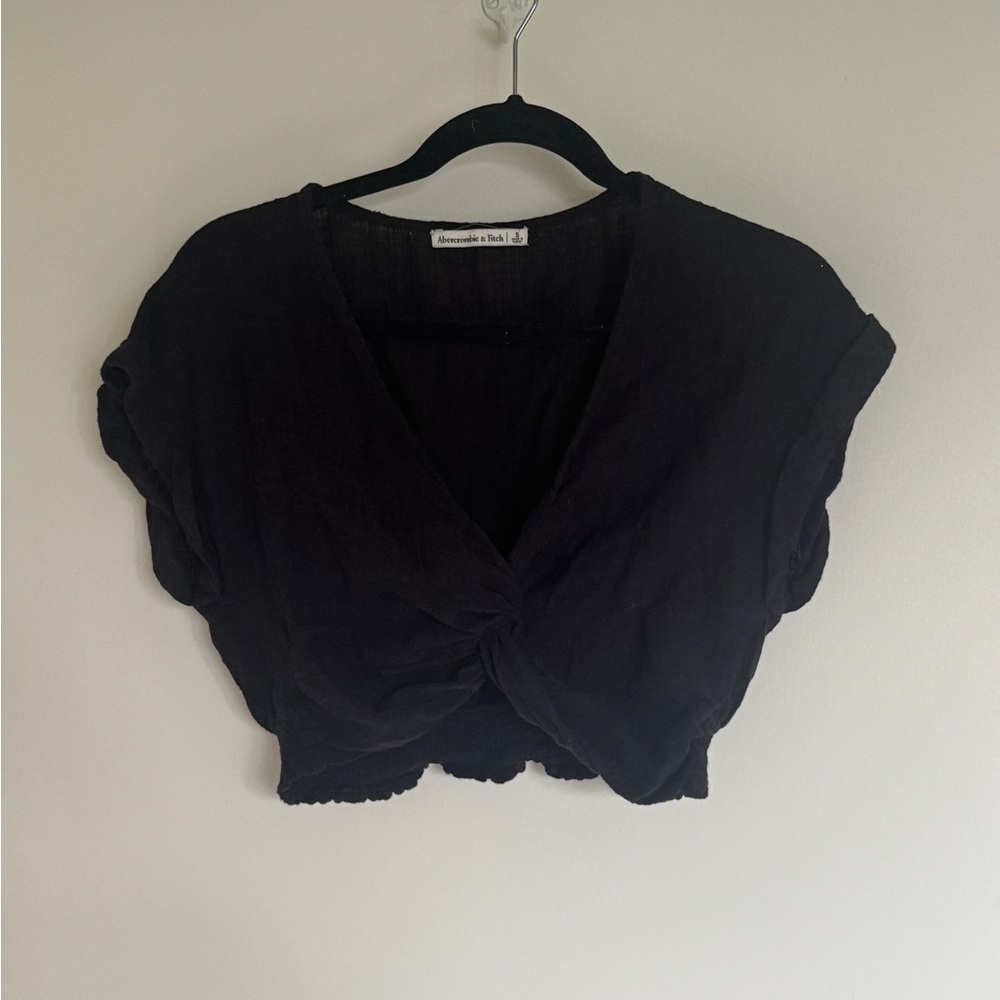 Abercrombie & Fitch Black Cropped Gauzy Top